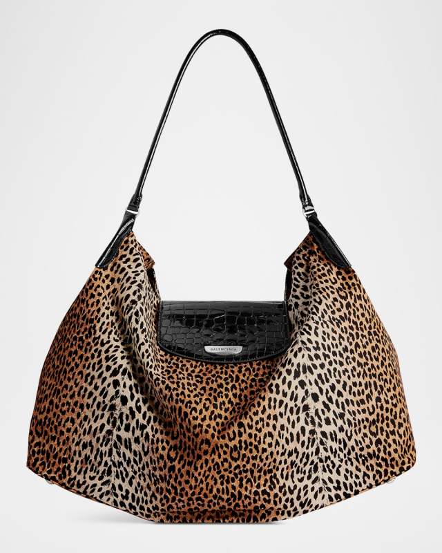Geneve Large Leopard-Print Hobo Bag